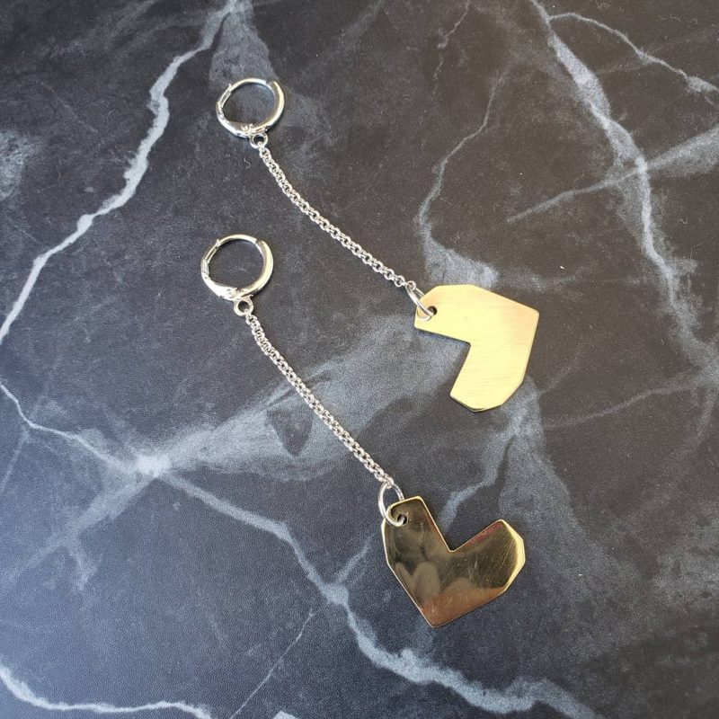 Aros con cadena y colgante de corazón - Imagen 2